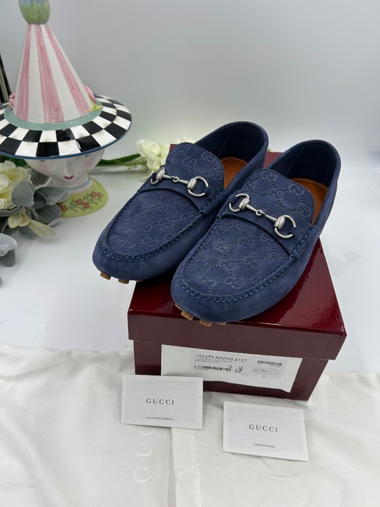 Men’s Gucci GG Embossed Suede Driver Loafers.  Size 10/ Fits 11US. MADE IN ITALY main image 9